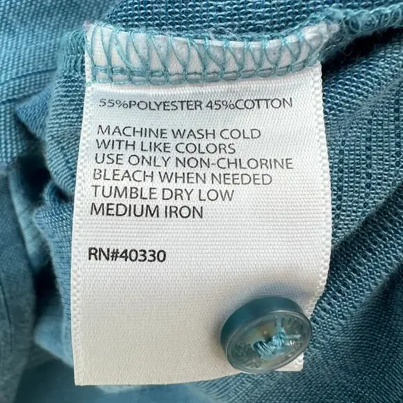 VTG 90s Hudson River XL Blue Striped Short Sleeve Polo Shirt Dadcore Tee - Picture 8 of 8